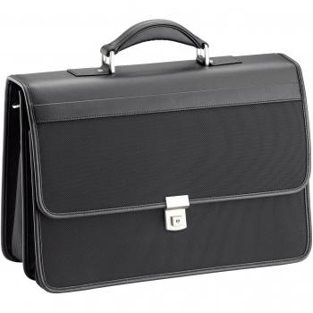Cartera D&N Elegante de Nylon y PU Negra con Compartimento para Laptop de 43 cm