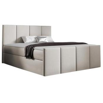 Cama Continental Baltimore 154 Doble Tapizada en Arazzo Marrón Claro con Somieres, 180x200 cm, Dimensiones: 184x213x103 cm