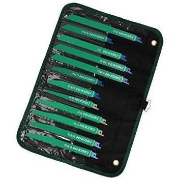 Set de 12 hojas de sierra sable para madera y metal HIKOKI 752049, incluye 12 piezas en bolsa de surtido, apto para todos los materiales, fabricadas en acero inoxidable, ideal para cortes en madera y