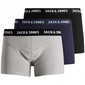 Jack & Jones Anthony 3-Pack Men's Trunks - Black/Navy/Grey - XL