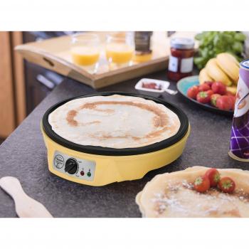Bestron Máquina para Crepes, Diseño Retro, Sweet Dreams, Revestimiento Antiadherente, Ø 30 cm, 1000 Vatios, Amarillo