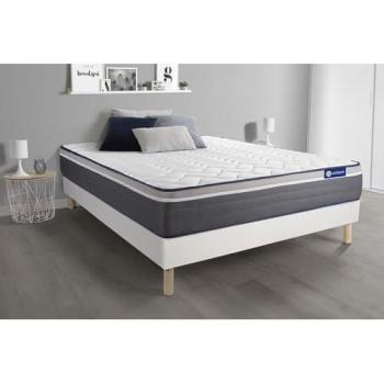 Pack Actisom Somier blanco + Colchón de espuma viscoelástica 150 x 190 cm con 7 zonas de confort