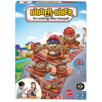 Juego de mesa Castores Constructores Mattel HPW60 - Juego de habilidad para construir una torre con fichas y figuras de castores, recomendado para mayores de 6 años
