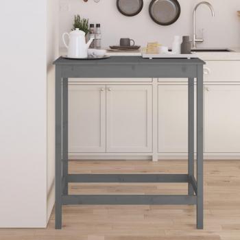 Mesa alta de bar de madera maciza de pino gris 100x50x110 cm