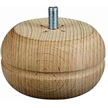 Juego de 4 pies fijos para muebles de bola en haya cruda, color blanco/beige, 5 cm