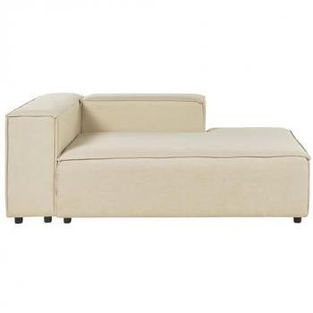 Chaise Lounge Izquierdo Moderno Beige con Tapicería de Lino y Patas Negras Aprica