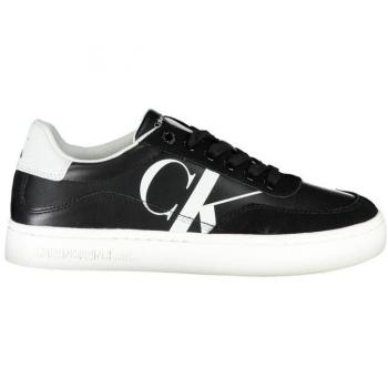Calvin Klein Men's Sleek Black Lace-Up Sneakers with Contrast Details - Size 8 US / EU38