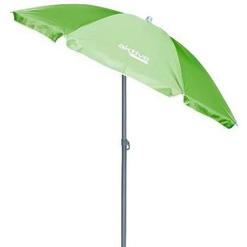 Sombrilla de playa antiviento inclinable Ø180/200/220 cm con protección UV50 y revestimiento plateado, verde, forma octogonal, 8 varillas de fibra de vidrio y mástil Ø28/32 mm