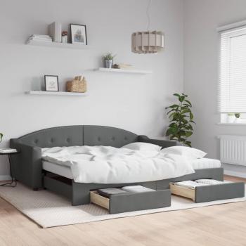 Sofá cama nido extraíble con cajones en tela gris oscuro 100x200 cm