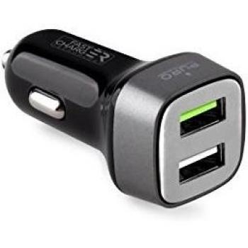 Cargador de Coche USB 2 Puertos 2.4A con LED Negro