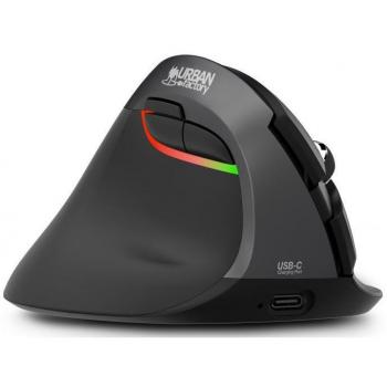 Urban Factory EPL20UF Ratón Ergonómico Inalámbrico para Zurdos, RF Wireless + Bluetooth, 4000 DPI, Recargable