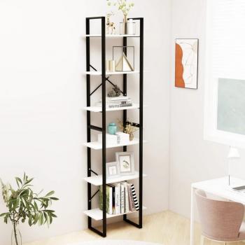 Estantería de madera maciza de pino 60x30x210 cm en colores natural, blanco y gris para oficina, estudio, sala de estar y dormitorio - Mueble de almacenaje y librería