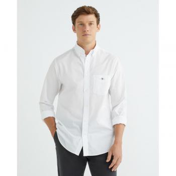 Gant Regular Fit Long Sleeve White Poplin Shirt for Men Size S