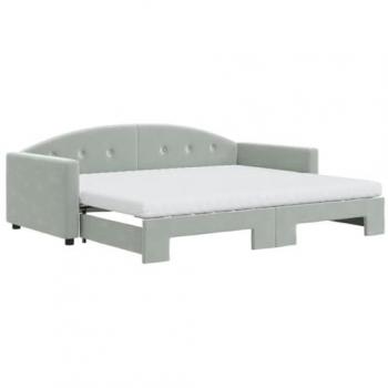 Sofá cama nido con colchón terciopelo gris claro 90x200 cm