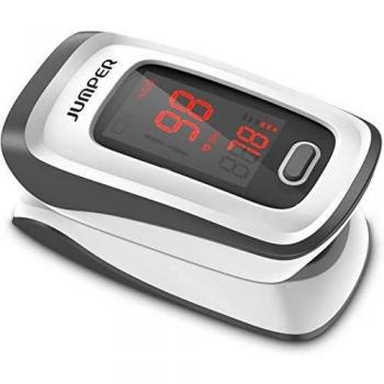JUMPER Large Screen Pulse Oximeter, Measures SpO2, Sats Machine, Perfusion Index and Finger Pulse Rate, with Case, Batteries and Lanyard