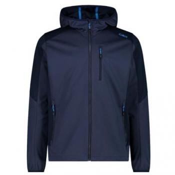 CMP Men's Softshell Jacket with Hood and Zip - Black Blue - Size 56