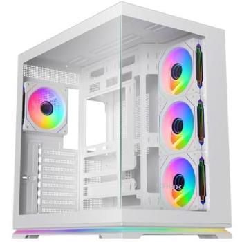Carcasa para PC ATX Gaming Atron - Cristal Templado Panorámico, 4 Ventiladores ARGB PWM de 120 mm, Tira LED ARGB, USB-C, Flujo de Aire Óptimo