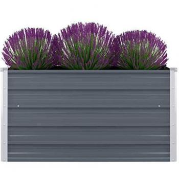 vidaXL Raised Garden Bed 100x100x45 cm Galvanised Steel Grey