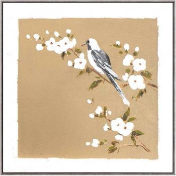 Cuadro Óleo Decorativo Estilo Hogar con Marco Dorado, Pintura de Naturaleza en Lienzo, Dimensiones 62 x 62 x 4 cm