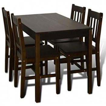 vidaXL Wooden Dining Table Set with 4 Chairs Brown