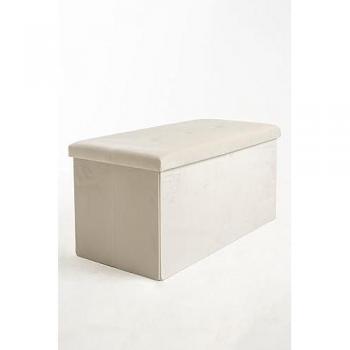 Puff Almacenaje Button 76 cm Terciopelo Beige