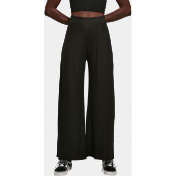 Urban Classics Women's Black Ribbed Wide Leg Pants