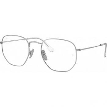 Ray-Ban RX8148V Hexagonal Eyeglasses Color 1224 Unisex Geometric Silver