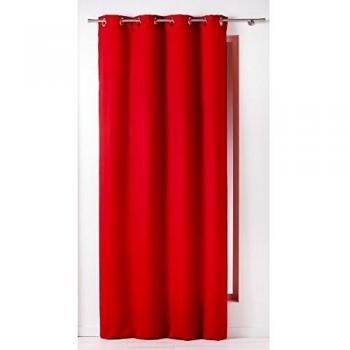 Cortina de algodón Panama con 8 ojales - Roja - 140 x 240 cm
