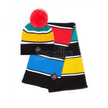 Conjunto de Gorro y Bufanda PlayStation Retro en Colores Vintage