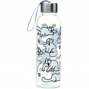 Botella Reutilizable Simon's Cat 500ml con Tapa de Acero Inoxidable - Blanca