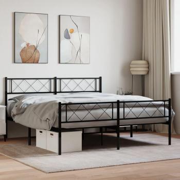 Cama de Metal Negra con Cabecero y Piecera 160x200 cm