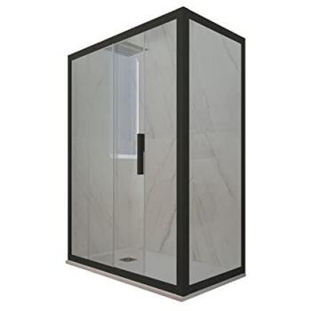 Mampara de Ducha Corredera 75x110 cm Negro Mate Deco Duo