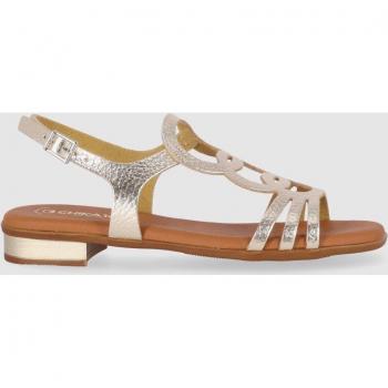 Sandalias Planas de Mujer Chika10 ST ARYA 5339 en Piel Dorado/Platino/Champán con Puntera Cuadrada