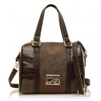 Bolso de mano Mariamare Pella Marrón Casual con Cierre Cremallera y Combinación de Materiales