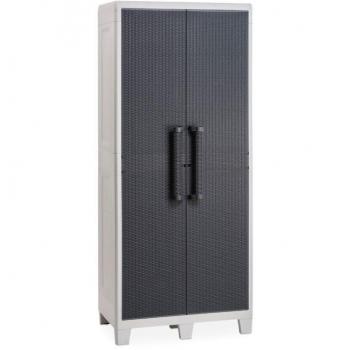 Armario Alto Santorini XL de Plástico Grafito 78x182x49 cm, Impermeable para Interior/Exterior