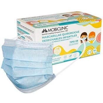Mobiclinic Mascarillas Quirúrgicas Infantiles IIR, 50 uds,, Marca Española, Mascarillas médicas homologadas, 3 capas, Alta eficiencia filtración bacteriana mayor al 98%, EN 14683:2019, Marcado CE