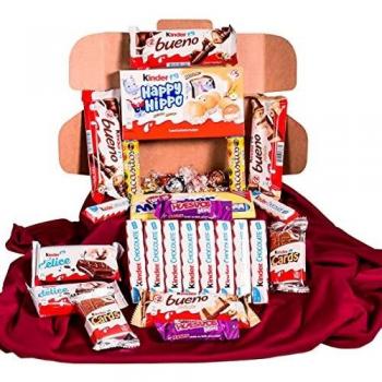 Caja regalo de bombones y chocolates - Kinder Bueno, Kinder Delice, Lindt,Milkibar, Kinder Cards, Lacasitos, Happy Hippo. Regalo original para el día de la madre , cumpleaños , San Valentin