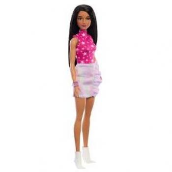 Muñeca Barbie Fashionista con Vestido Rock Rosa y Metálico HRH13