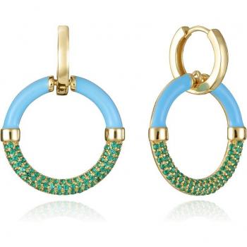 Pendientes Viceroy Elegant de Plata con Baño de Rodio, Aro con Esmalte Azul y Circonitas