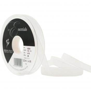 Cinta de tela supertransparente Berisfords de 10 mm, color blanco nupcial