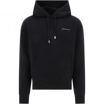 Jacquemus Men's le Sweatshirt Brodé Hoodie in Black | Size Small