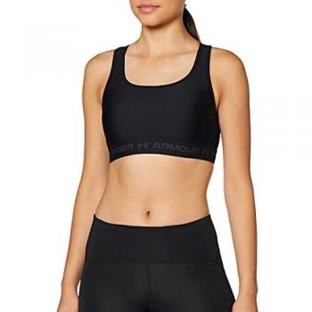 Under Armour Women's Mid Crossback Sports Bra, Size: Large, Colour: Black