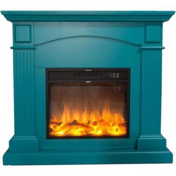 Chimenea Eléctrica de Suelo MPC Camino Cetona 1500W Turquesa con Efecto Llama LED y Control Remoto