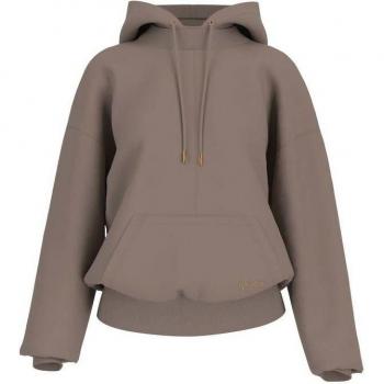 Guess Women's Taupe Hoodie with Rhinestone Detail Size L