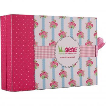 Minene Sorpresa - Caja de regalo, incluye body con aplique, pantalón y gorrito, color rosa