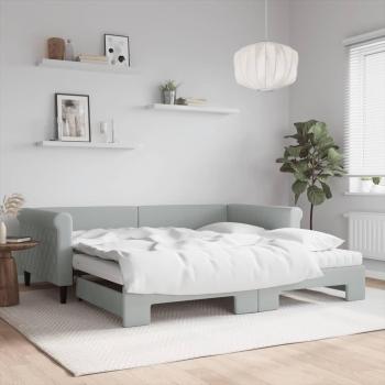 Sofá Cama Nido Extraíble con Colchón de Terciopelo Gris Claro 100x200 cm