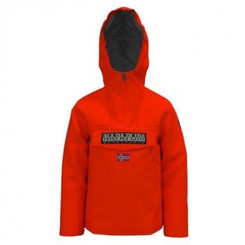 Chaqueta Napapijri Rainforest Winter 2 naranja negro infantil con capucha, tamaño 12