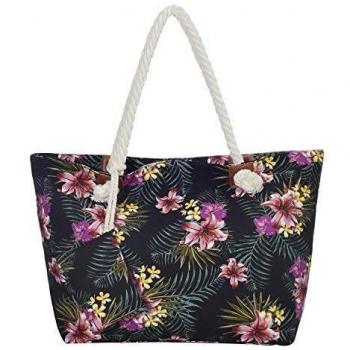 Bolso de Playa Grande Impermeable con Cremallera Bolso de Hombro Tropical Retro