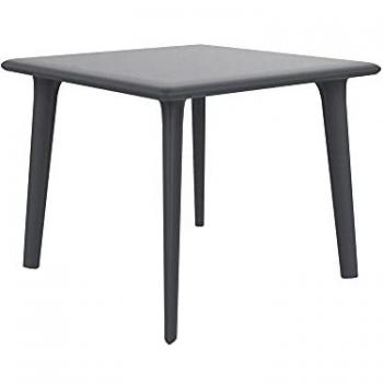 Mesa Cuadrada New Dessa 90x90 cm - Polipropileno Gris Oscuro, diseño ligero y multiusos, apta para interior y exterior, ideal para jardín, terraza, balcón, salón, cocina o comedor, capacidad