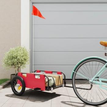 Remolque de carga para bicicleta hierro y tela Oxford rojo